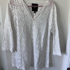 Talbots Women's White Eyelet Top